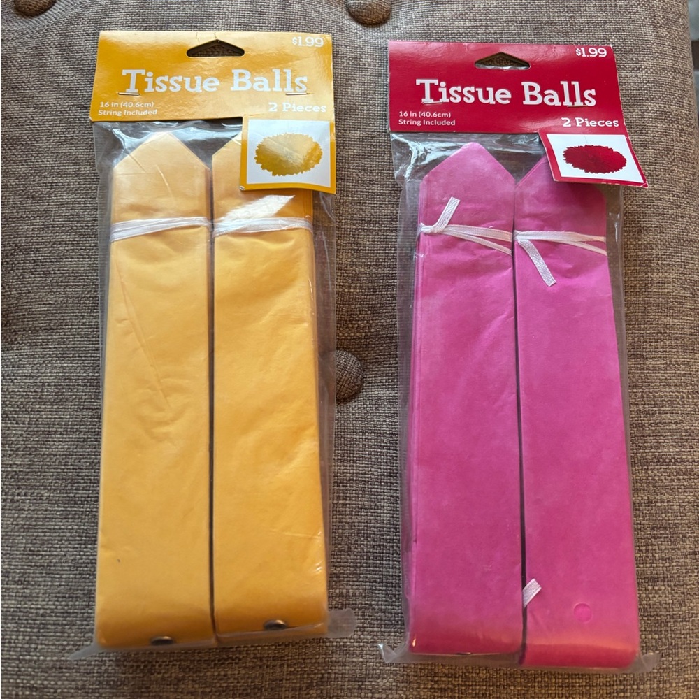 Yellow and Pink Tissue Balls Set